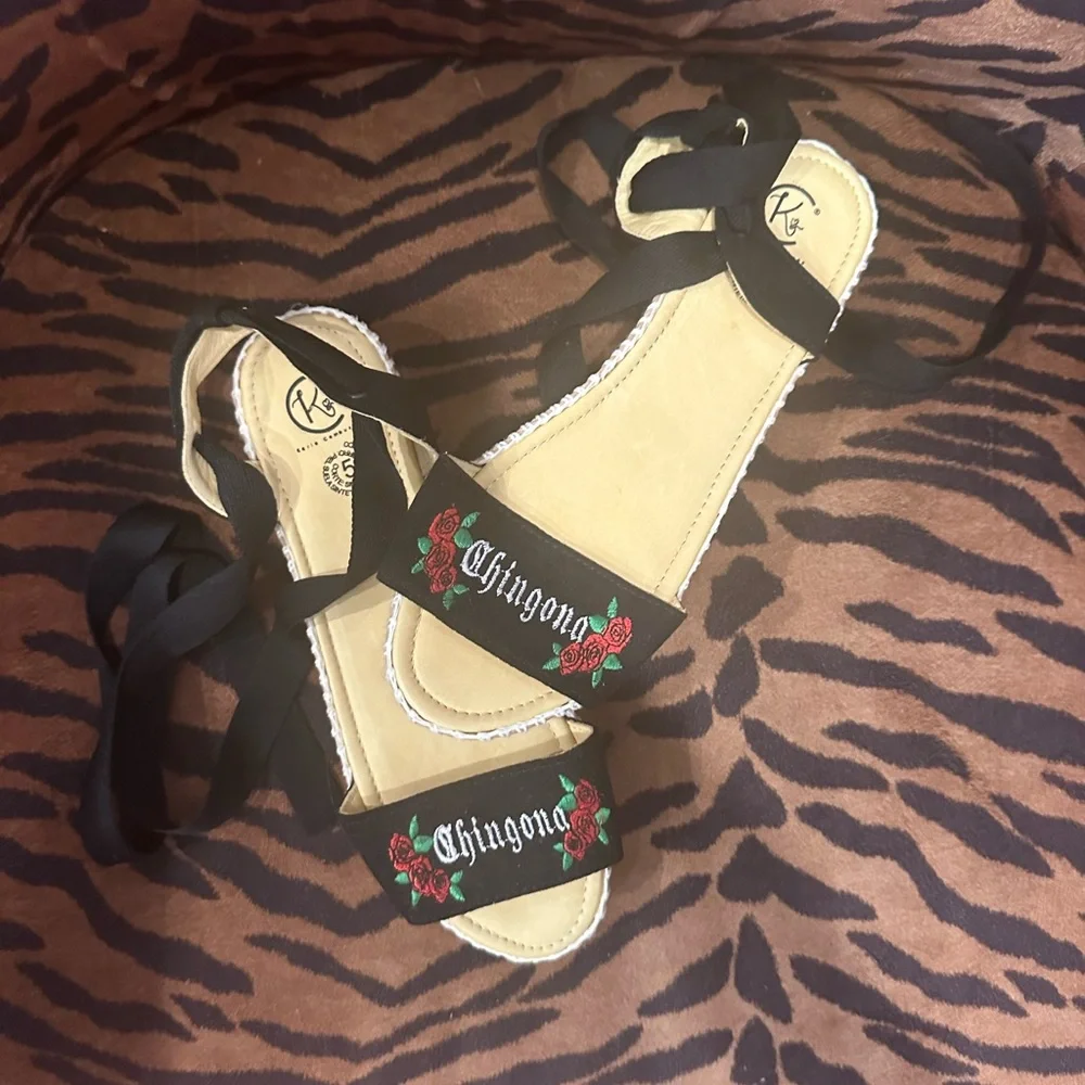 Yellow Espadrille Platforms with Black Embroidered Strap